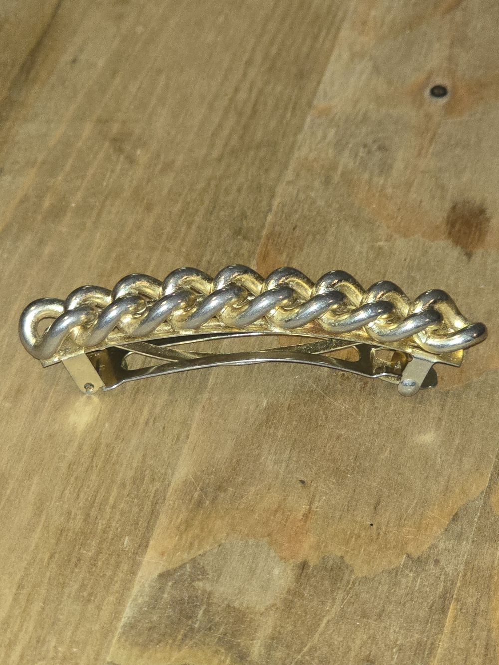 Vintage Kirk’s Folly Gold Tone Chunky Curb Chain Hair Barrette Made In France